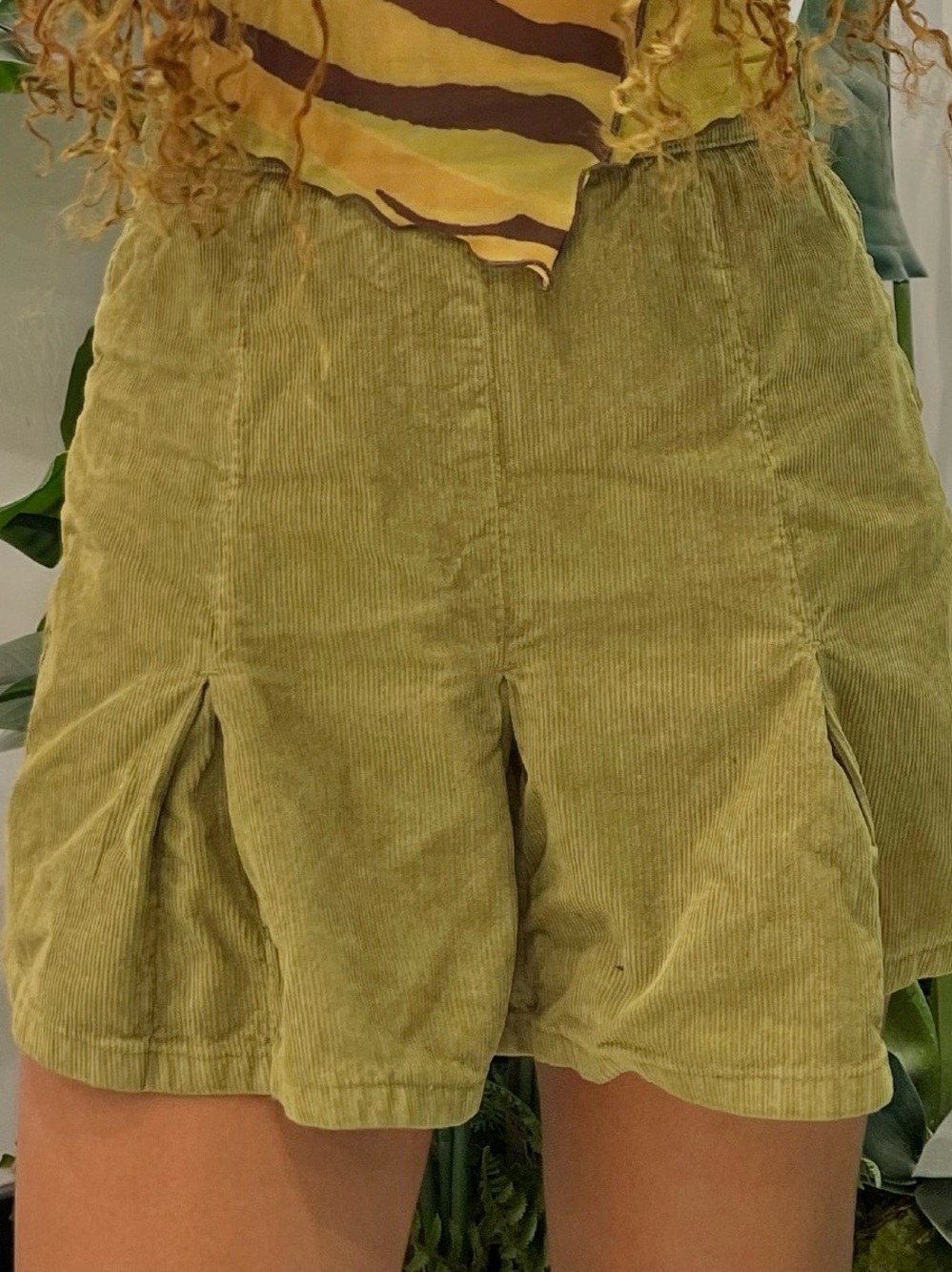 Urban Outfitters Olive Green Corduroy Mini Skirt